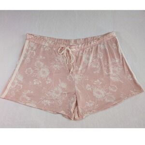 Lucky Brand Shorts‎ Womens 3X Pink White Floral Soft Pajamas Drawstring